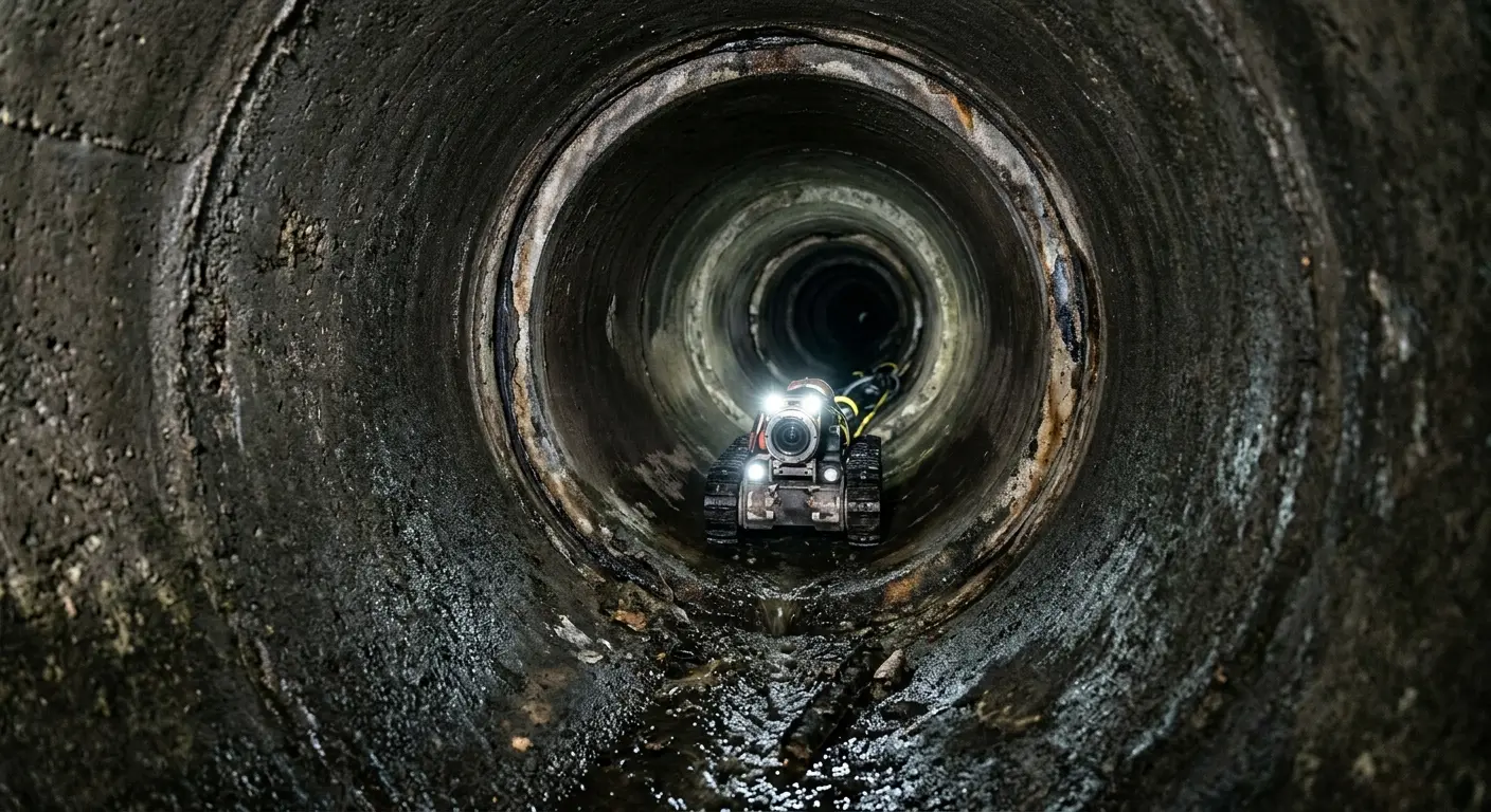 Robotic sewer camera inspecting pipe interior for Sewer Line Repair in Manchester